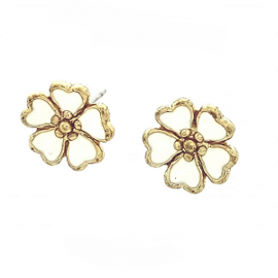 Oorbellen-Emaille-Bloem-Wit